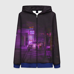Толстовка на молнии женская Неоновый ночной переход - Фиолетовый, цвет: 3D-синий