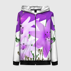 Женская толстовка на молнии Flowers purple light