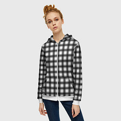 Толстовка на молнии женская Black and white trendy checkered pattern, цвет: 3D-белый — фото 2