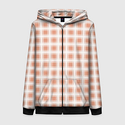 Женская толстовка на молнии Light beige plaid fashionable checkered pattern