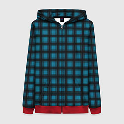 Толстовка на молнии женская Black and blue plaid, цвет: 3D-красный