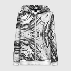 Толстовка на молнии женская Черно-белый абстрактный узор Трио, цвет: 3D-белый