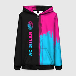 Толстовка на молнии женская AC Milan - neon gradient: по-вертикали, цвет: 3D-черный