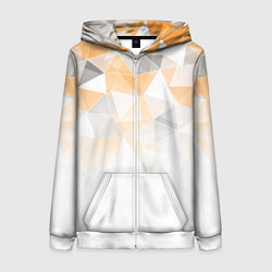 Толстовка на молнии женская Однотонный белый и желто-серый геометрический, цвет: 3D-белый
