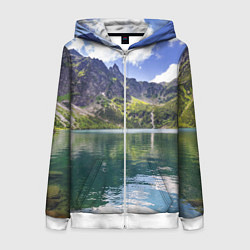 Толстовка на молнии женская Прозрачное горное озеро, цвет: 3D-белый