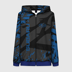 Толстовка на молнии женская Subaru - следы шин, цвет: 3D-синий