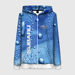 Толстовка на молнии женская Subaru - капли, цвет: 3D-белый