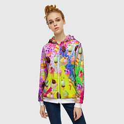 Толстовка на молнии женская Вкусные Мороженки, цвет: 3D-белый — фото 2