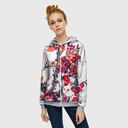 Толстовка на молнии женская Живописная ветка сакуры, цвет: 3D-меланж — фото 2