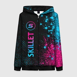 Толстовка на молнии женская Skillet - neon gradient: по-вертикали, цвет: 3D-черный