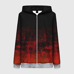 Женская толстовка на молнии Черный однотонный и гранжевый красный