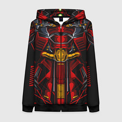 Толстовка на молнии женская Костюм железного красного робота, цвет: 3D-черный