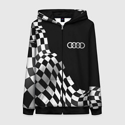 Толстовка на молнии женская Audi racing flag, цвет: 3D-черный