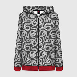 Толстовка на молнии женская Змея с языком, цвет: 3D-красный