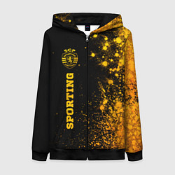 Толстовка на молнии женская Sporting - gold gradient: по-вертикали, цвет: 3D-черный