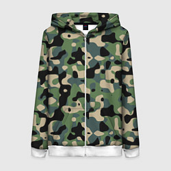 Толстовка на молнии женская Камуфляж WW2 US Summer Verdant, цвет: 3D-белый
