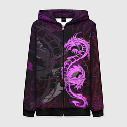 Женская толстовка на молнии Неоновый дракон purple dragon