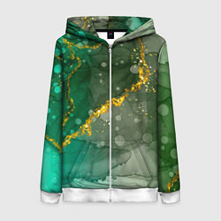 Толстовка на молнии женская Изумрудная фантазия, цвет: 3D-белый