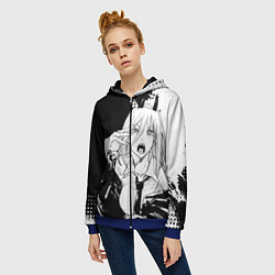Толстовка на молнии женская Возмущенная Пауэр - Человек бензопила, цвет: 3D-синий — фото 2