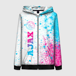 Толстовка на молнии женская Ajax neon gradient style: по-вертикали, цвет: 3D-черный