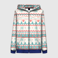 Толстовка на молнии женская Новогодний свитер, но без оленей, цвет: 3D-синий