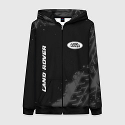Женская толстовка на молнии Land Rover speed на темном фоне со следами шин: на