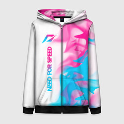 Толстовка на молнии женская Need for Speed neon gradient style: по-вертикали, цвет: 3D-черный