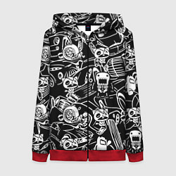 Толстовка на молнии женская JDM Pattern, цвет: 3D-красный