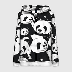 Толстовка на молнии женская С пандами паттерн, цвет: 3D-белый