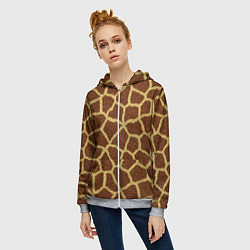Толстовка на молнии женская Текстура жирафа, цвет: 3D-меланж — фото 2