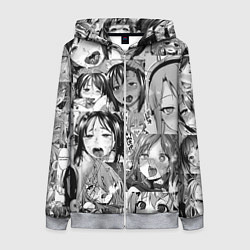 Толстовка на молнии женская Ахегао паттерн, цвет: 3D-меланж