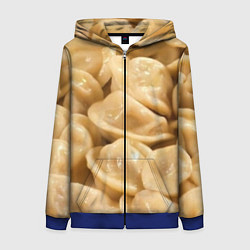 Толстовка на молнии женская Пельмени, цвет: 3D-синий