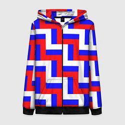 Толстовка на молнии женская Плетение триколор, цвет: 3D-черный