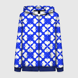 Толстовка на молнии женская Четырехлистный клевер синий, цвет: 3D-синий