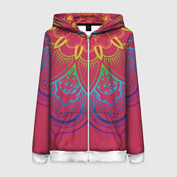 Толстовка на молнии женская Viva magenta mandala, цвет: 3D-белый