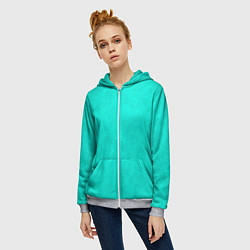 Толстовка на молнии женская Яркий бирюзовый текстурированный, цвет: 3D-меланж — фото 2