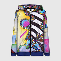Толстовка на молнии женская Василий Кандинский Абстрактная композиция, цвет: 3D-синий