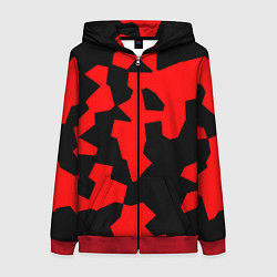 Толстовка на молнии женская Черно-красный авторский арт, цвет: 3D-красный