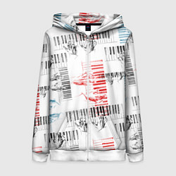 Толстовка на молнии женская Играем джаз, цвет: 3D-белый