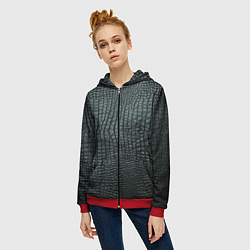 Толстовка на молнии женская Кожа крокодила - fashion, цвет: 3D-красный — фото 2