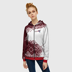 Толстовка на молнии женская Горы зовут Сноуборд, цвет: 3D-красный — фото 2