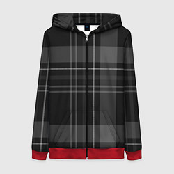 Толстовка на молнии женская Темная клетка, цвет: 3D-красный
