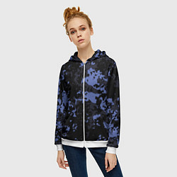 Толстовка на молнии женская Тёмно-синий камуфляж, цвет: 3D-белый — фото 2