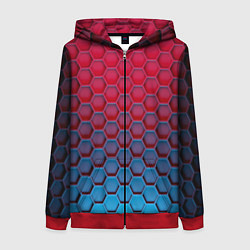 Толстовка на молнии женская Битва градиентов брони, цвет: 3D-красный