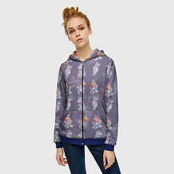 Толстовка на молнии женская Hippopotamus pattern, цвет: 3D-синий — фото 2