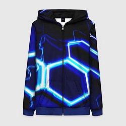 Женская толстовка на молнии Neon abstraction plates storm