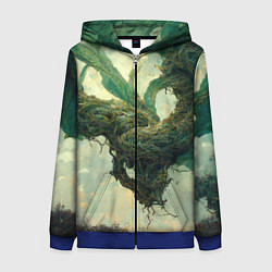 Толстовка на молнии женская Рисунок нейросети, цвет: 3D-синий