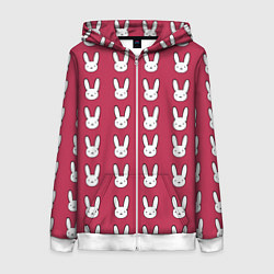 Женская толстовка на молнии Bunny Pattern red