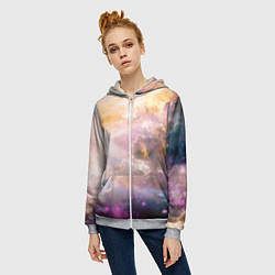 Толстовка на молнии женская Аморфное абстрактное космическое красочное небо, цвет: 3D-меланж — фото 2