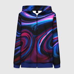 Женская толстовка на молнии Разводы красок и бензина неоновый